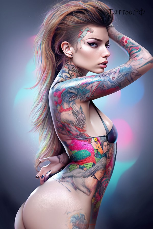 Фото тату Девушка с татуировками, вдохновленными ее карьерой или профессией.
